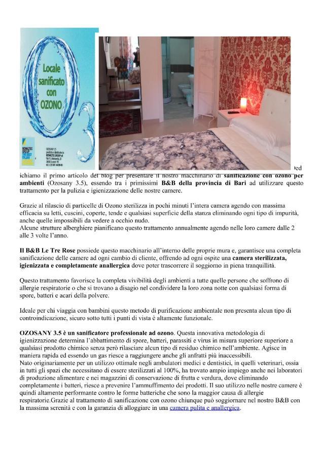 Le Tre Rose Bed & Breakfast Casamassima Eksteriør billede